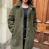 Khaki Longline Teddy Coat