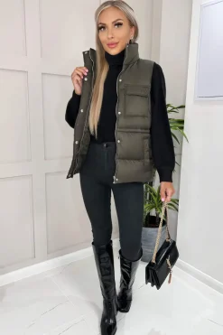 Khaki Short Padded Gilet