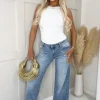 Light Blue Mid Waist Wide Leg Jeans