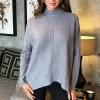 Mid Grey Oversized Mock Neck Jumper