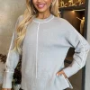 Mid Grey Round Neck Contrast Piping Detail Jumper