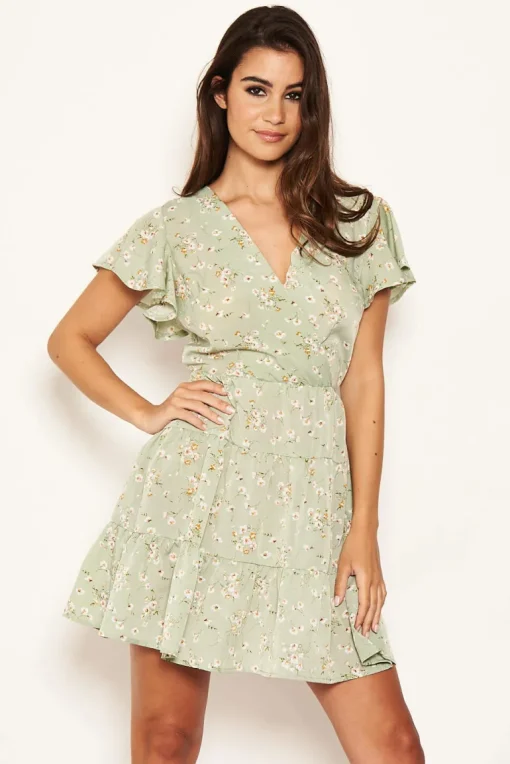 Mint Ditsy Print Summer Dress