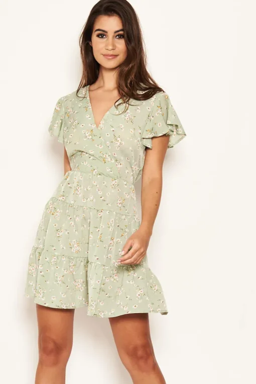 Mint Ditsy Print Summer Dress