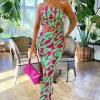 Multi Abstract Print Asymmetric Cut Out Midi Dress