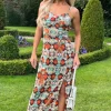 Multi Abstract Print Strappy Midi Dress