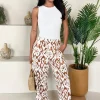 Multi Abstract Print Wide Leg Trousers