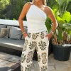 Multi Mixed Print Wide Leg Trousers