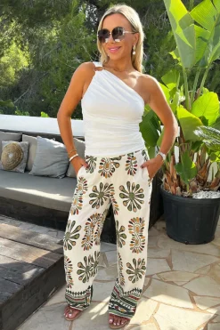 Multi Mixed Print Wide Leg Trousers