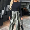 Multi Stripe Smudge Print 2 in 1 Long Sleeve Wide Leg Jumpsuit