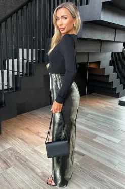 Multi Stripe Smudge Print 2 in 1 Long Sleeve Wide Leg Jumpsuit