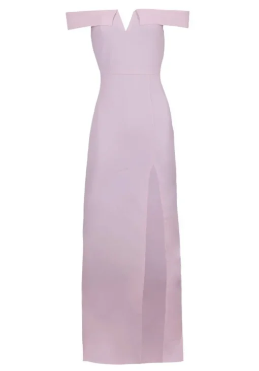 Nude Off The Shoulder Maxi Dress