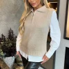Oatmeal 1/4 Zip Knitted Vest