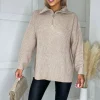 Oatmeal Half Zip Knitted Jumper