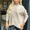 Oatmeal Oversized Mock Neck Jumper