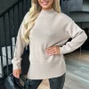 Oatmeal Shoulder Button Detail Knit Jumper