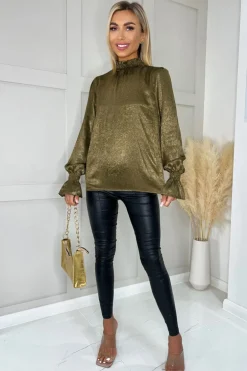 Olive And Gold Long Sleeve Top