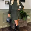 Olive High Neck Long Sleeve Mini Dress