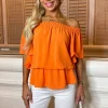 Orange Bardot Top