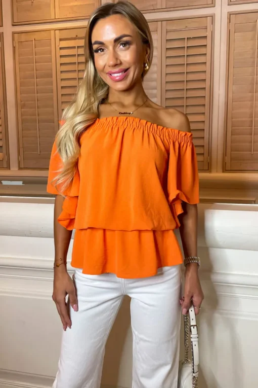 Orange Bardot Top