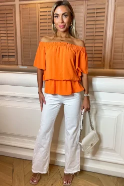 Orange Bardot Top