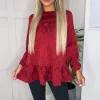 Red And Black Printed Smock Top