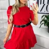 Red Ruffle Sleeve Shift Dress