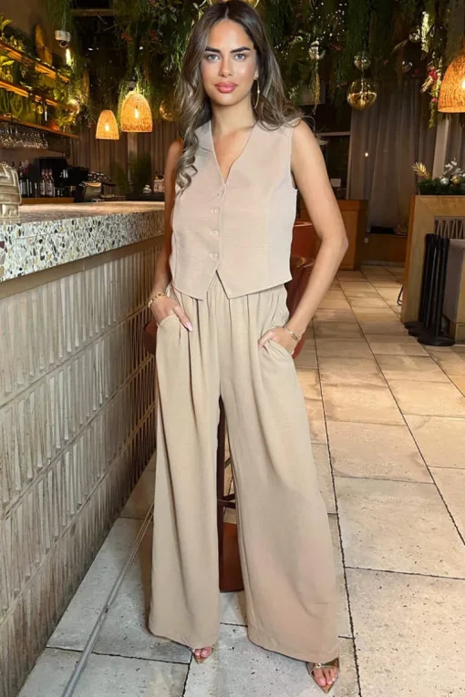 Stone Button Front Tailored Waistcoat