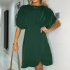 Teal Batwing Gathered Top Mini Dress