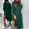 Teal High Low Skirt Midi Dress