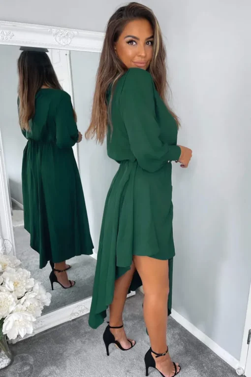 Teal High Low Skirt Midi Dress