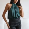 Teal Shimmer Halterneck Bodysuit