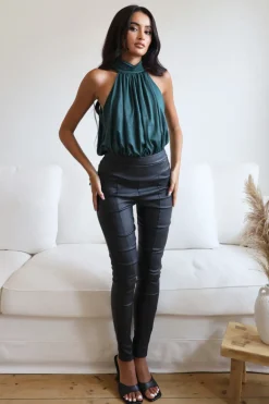 Teal Shimmer Halterneck Bodysuit