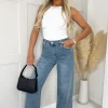 Vintage Wash High Waist Wide Leg Jeans
